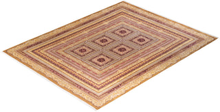 Traditional Mogul Yellow Wool Area Rug 9' 1" x 11' 6" - Solo Rugs