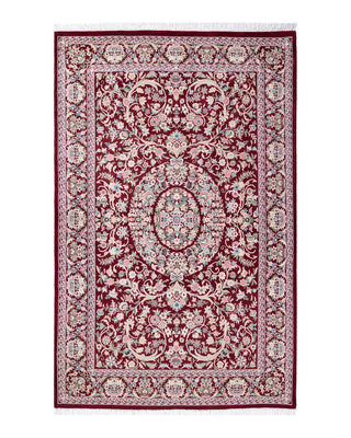 Traditional Mogul Red Wool Area Rug 4' 8" x 7' 4" - Solo Rugs
