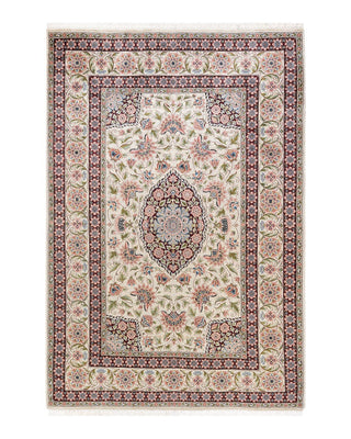 Traditional Mogul Ivory Wool Area Rug 6' 2" x 9' 0" - Solo Rugs