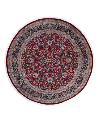 Traditional Mogul Red Wool Round Area Rug 6' 8" x 6' 8" - Solo Rugs
