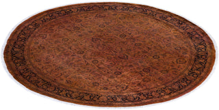 Contemporary Fine Vibrance Brown Wool Area Rug 8' 1" x 8' 1" - Solo Rugs