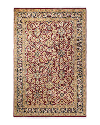 Traditional Mogul Red Wool Area Rug 6' 1" x 9' 3" - Solo Rugs