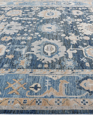 Oushak One-of-a-Kind Wool Blue Area Rug 9' 1" x 11' 7"