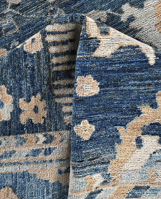 Oushak One-of-a-Kind Wool Blue Area Rug 9' 1" x 11' 7"