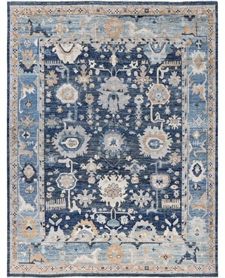 Oushak One-of-a-Kind Wool Blue Area Rug 9' 1" x 11' 7"