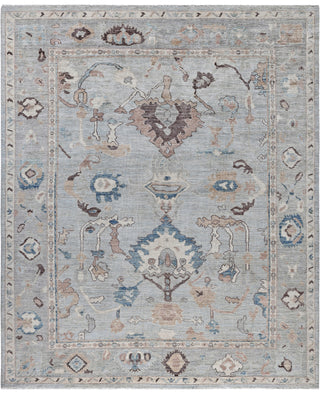 Oushak One-of-a-Kind Wool Blue Area Rug 8' 2" x 9' 7"