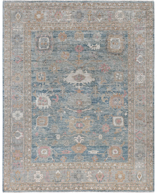 Oushak One-of-a-Kind Wool Blue Area Rug 8' 1" x 10' 1"