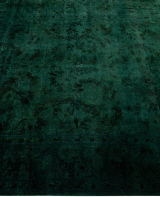 Contemporary Overdyed Wool Hand Knotted Green Area Rug 4' 7" x 7' 1"