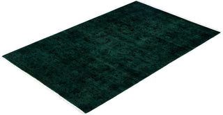 Contemporary Overdyed Wool Hand Knotted Green Area Rug 4' 7" x 7' 1"
