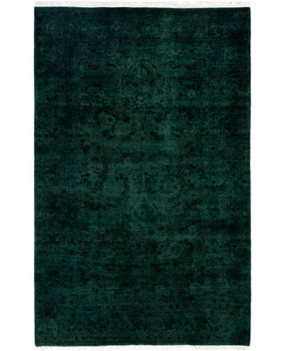 Contemporary Overdyed Wool Hand Knotted Green Area Rug 4' 7" x 7' 1"