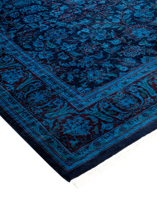 Modern Overdyed Hand Knotted Wool Blue Area Rug 4' 1" x 6' 2"