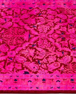 Overdyed Hand-Knotted Wool Modern-Contemporary Pink Runner 2' 6" x 12' 7"