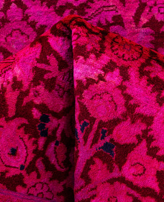 Overdyed Hand-Knotted Wool Modern-Contemporary Pink Runner 2' 6" x 12' 7"
