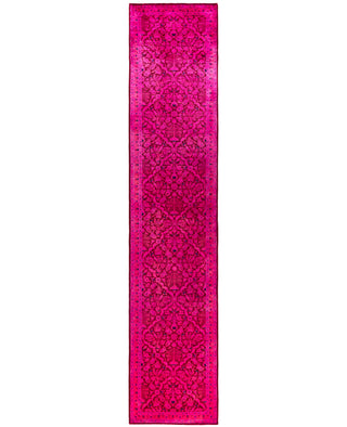 Overdyed Hand-Knotted Wool Modern-Contemporary Pink Runner 2' 6" x 12' 7"