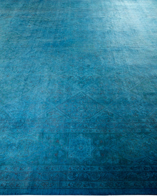 Modern Overdyed Hand Knotted Wool Blue Area Rug 10' 2" x 13' 10"