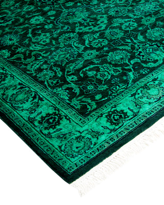 Modern Overdyed Hand Knotted Wool Green Area Rug 3' 2" x 5' 2"