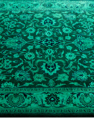 Modern Overdyed Hand Knotted Wool Green Area Rug 3' 2" x 5' 2"