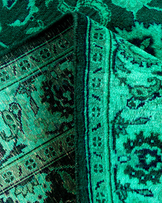 Contemporary Hand-Knotted Overdyed Green Area Rug 3' 2" x 5' 2"