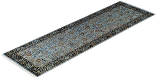 Contemporary Hand-Knotted Overdyed Blue Runner 2' 6" x 8' 6"