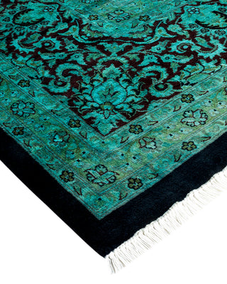 Modern Overdyed Hand Knotted Wool Green Area Rug 9' 10" x 13' 7"