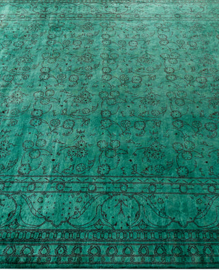Overdyed Hand-Knotted Wool Modern-Contemporary Green Area Rug 6' 2" x 8' 10"