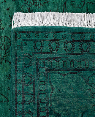 Overdyed Hand-Knotted Wool Modern-Contemporary Green Area Rug 6' 2" x 8' 10"