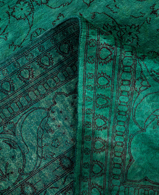 Overdyed Hand-Knotted Wool Modern-Contemporary Green Area Rug 6' 2" x 8' 10"