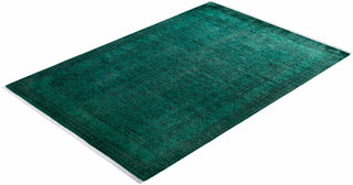 Overdyed Hand-Knotted Wool Modern-Contemporary Green Area Rug 6' 2" x 8' 10"