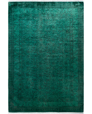 Overdyed Hand-Knotted Wool Modern-Contemporary Green Area Rug 6' 2" x 8' 10"