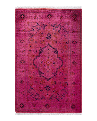 Contemporary Overyed Wool Hand Knotted Pink Area Rug 3' 2" x 5' 0"
