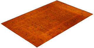 Modern Overdyed Hand Knotted Wool Orange Area Rug 6' 0" x 9' 2"