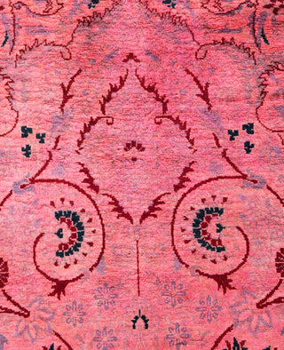 Overdyed Hand-Knotted Wool Modern-Contemporary Pink Area Rug 4' 7" x 7' 7"