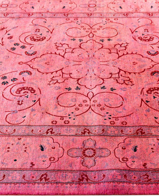 Overdyed Hand-Knotted Wool Modern-Contemporary Pink Area Rug 4' 7" x 7' 7"
