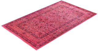 Overdyed Hand-Knotted Wool Modern-Contemporary Pink Area Rug 4' 7" x 7' 7"