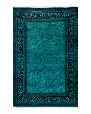 Contemporary Fine Vibrance Green Wool Area Rug 4' 1" x 6' 4"