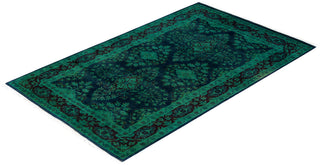 Fine Vibrance, One-of-a-Kind Hand-Knotted Area Rug  - Green, 3' 2" x 5' 4"