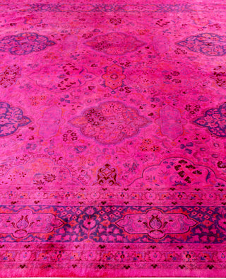 Overdyed Hand-Knotted Wool Modern-Contemporary Pink Area Rug 8' 1" x 10' 3"
