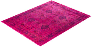 Overdyed Hand-Knotted Wool Modern-Contemporary Pink Area Rug 8' 1" x 10' 3"