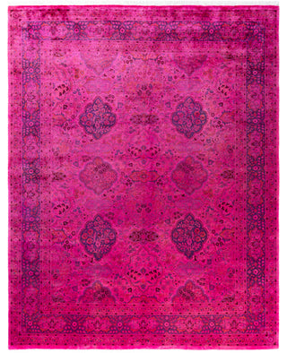 Overdyed Hand-Knotted Wool Modern-Contemporary Pink Area Rug 8' 1" x 10' 3"