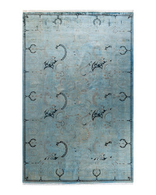 Contemporary Fine Vibrance Blue Wool Area Rug 6' 3" x 9' 8"