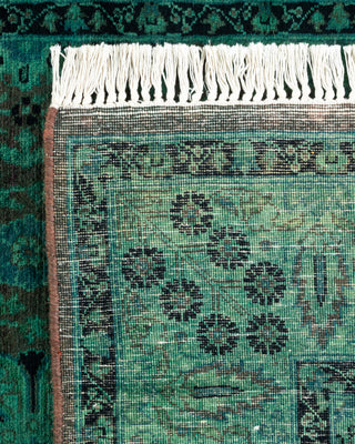 Contemporary Hand-Knotted Overdyed Green Runner 3' 3" x 8' 10"