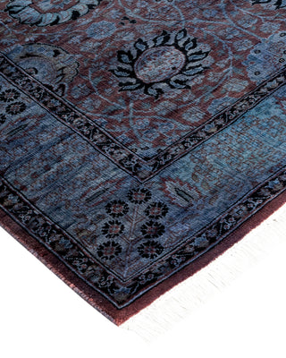 Modern Overdyed Hand Knotted Wool Blue Runner 3' 2" x 8' 7"
