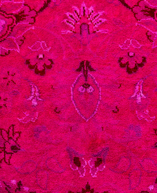 Overdyed Hand-Knotted Wool Modern-Contemporary Pink Runner 2' 7" x 7' 2"