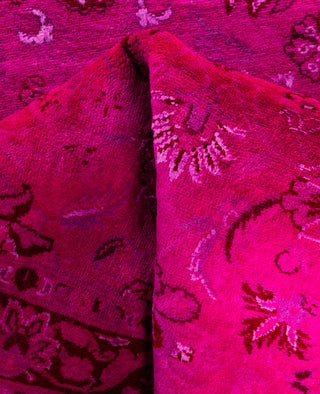 Overdyed Hand-Knotted Wool Modern-Contemporary Pink Runner 2' 7" x 7' 2"