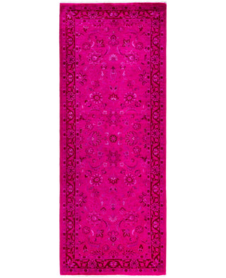 Overdyed Hand-Knotted Wool Modern-Contemporary Pink Runner 2' 7" x 7' 2"
