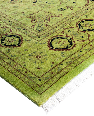 Overdyed Hand-Knotted Wool Modern-Contemporary Green Area Rug 6' 1" x 8' 10"