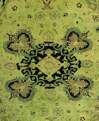Overdyed Hand-Knotted Wool Modern-Contemporary Green Area Rug 6' 1" x 8' 10"