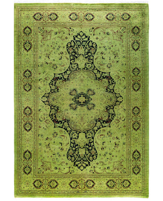 Overdyed Hand-Knotted Wool Modern-Contemporary Green Area Rug 6' 1" x 8' 10"