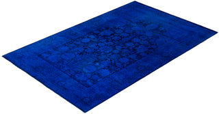 Overdyed Hand-Knotted Wool Modern-Contemporary Blue Area Rug 4' 1" x 6' 6"