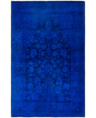 Overdyed Hand-Knotted Wool Modern-Contemporary Blue Area Rug 4' 1" x 6' 6"